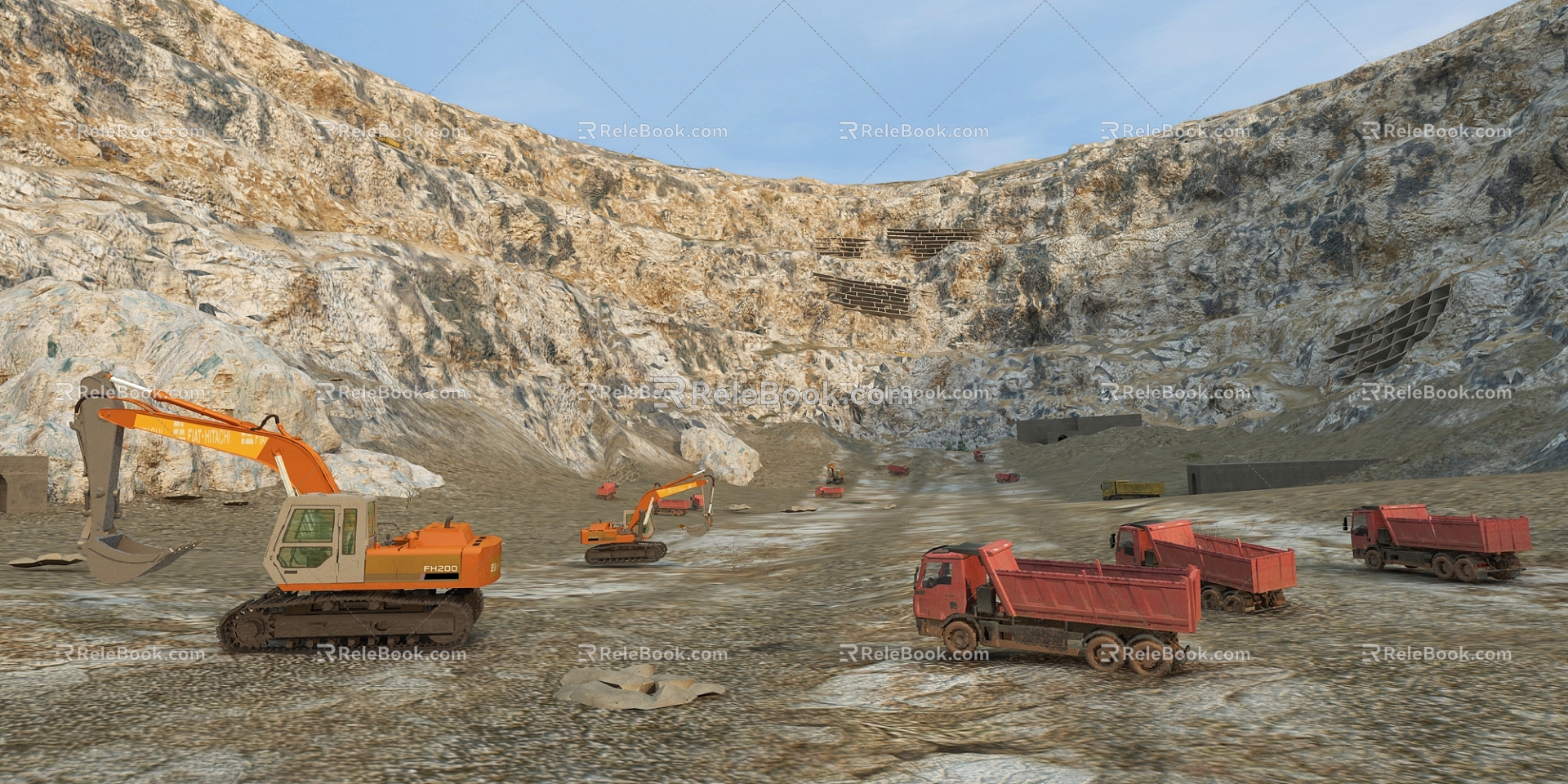 modern mining field mining area 3d model