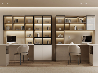 Modern desk and chair bookcase desk and chair combination 3d model