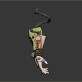 Biomechanical Character Creature With Green Yellow Exoskeleton And Red Accents In Dynamic Pose