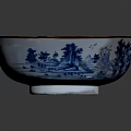 Elegant White Ceramic Bowl With Blue Floral Patterns And Gold Rim
