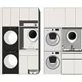 Modern Washing Machine Interior Design With White Cabinets Dryer And Sink