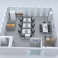 Spacious Modern Office Interior With Workstations Computers Chairs Partition And Windows 3d model