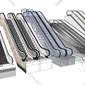 Different Types of Elevator 3D Models Including Escalators and Staircases
