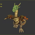 Mythical Dragon Game Film Character With Orange Red Scales Horned Head Sharp Claws And Winged Body