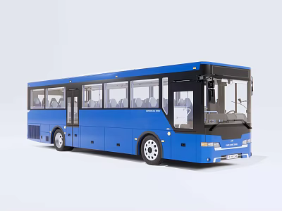 Modern Blue City Bus Exterior With Large Glass Windows And Sleek Modern Design 3d model