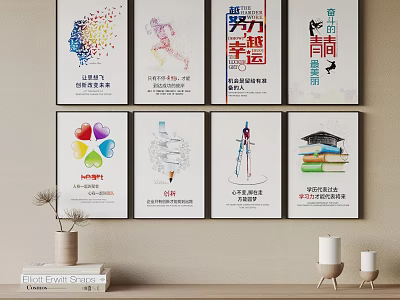 Decorative Inspirational Wall Posters With Colorful Patterns Text And Motivational Themes 3d model