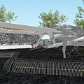 Modern gallery demonstration area landscape 3d model