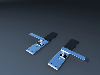 Modern Metal Door Locks for Public Facilities with Silver Black Panel and Green Indicator 3d model