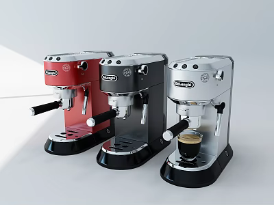 Delonghi Espresso Machines Red Gray And Silver Kitchen Appliances With Coffee Cup 3d model