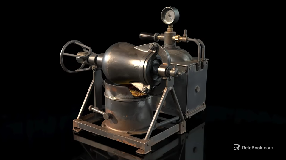 Vintage Metal Popcorn Machine With Pressure Gauge And Classic Design 3d model 