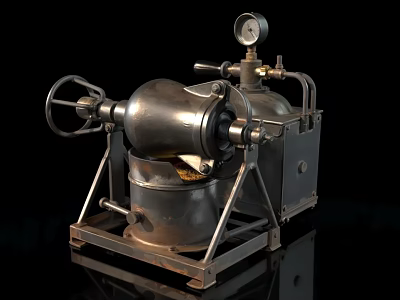 Vintage Metal Popcorn Machine With Pressure Gauge And Classic Design 3d model