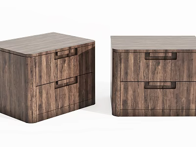 Set of Two Modern Wooden Bedside Tables with Drawers for Bedroom Home Decor 3d model