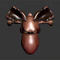 Cartoon Moose Character with Big Red Nose and Brown Antlers in Playful Animated Design