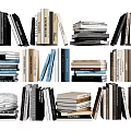 Assorted Books and Magazines in Stacks with Different Sizes and Colors