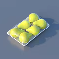 Fresh Ripe Yellow Pears Neatly Arranged In White Rectangular Tray
