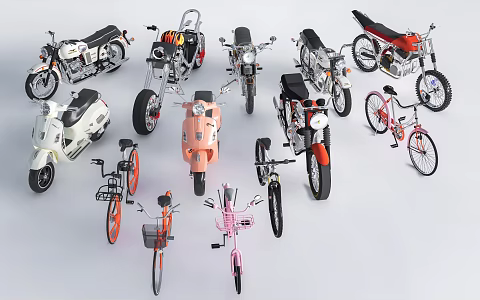 Modern motorcycle non-motor vehicle electric motorcycle bicycle 3d model