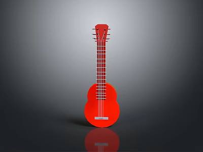 Vibrant Red Ukulele Musical Instrument for Home Decoration and Music Play 3d model