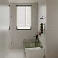 Modern Bathroom With Transparent Green Bathtub And Smart Toilet