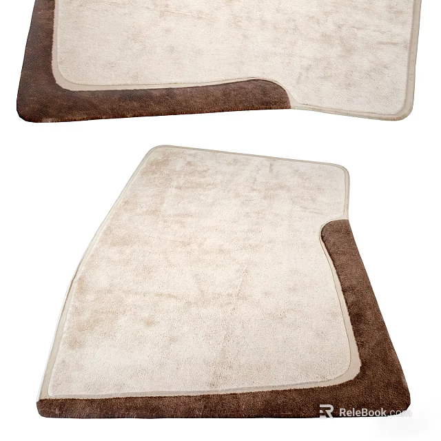 Soft Plush Modern Square Rugs With Beige And Brown Color Design 3d model 