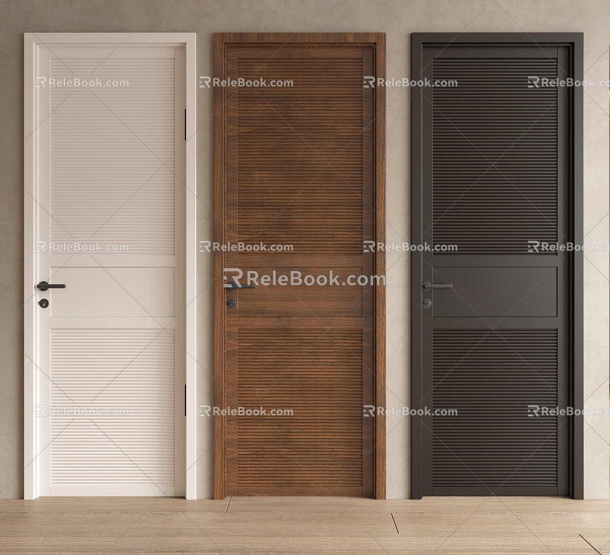 Modern shutter door single door bedroom door 3d model