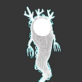 Spooky Black Creature Character With Skull Face Red Antlers And Long Thin Limbs