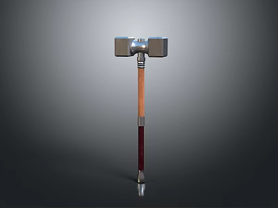 Professional Hardware Hammer With Metal Head And Wooden Handle For Construction Tasks 3d model