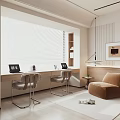 Modern Study Multi-functional Room Desk and Chair Combination Lazy Sofa 3d model