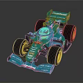 Sleek Blue Formula 1 Car With Castrol Logo Yellow Wheels And Aerodynamic Design