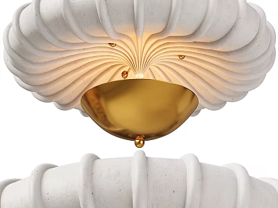 Elegant Modern White Wave Design Decorative Ceiling Light With Golden Interior 3d model