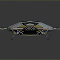 Futuristic 3D Spaceship Model With White Orange Design Circular Windows And Thrusters