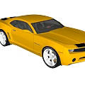 Yellow Sports Car With Two Door Design Black Stripes And Silver Wheels