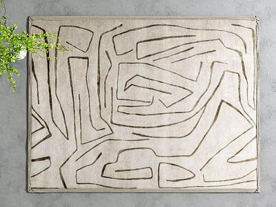 Modern Square Rug With Abstract Geometric Patterns In Neutral Tones For Minimalist Home Decor 3d model
