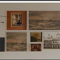 Assorted Art Paintings And Modern Floor Lamp For Interior Wall Decor
