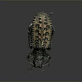 Decorative Metallic Beetle Sculpture With Spiky Exoskeleton And Intricate Details