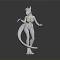 White Humanoid Fantasy Creature 3D Model With Tail Pointed Ears Claws And Sleek Design