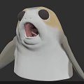 Cute Fantasy Creature Character With Large Eyes Open Mouth White Body And Yellow Cheeks