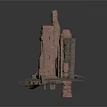 Ancient Ruin Model Featuring Red Brick Walls Gray Stone And Moss Growth 3d model