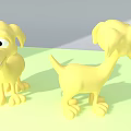 Yellow Playful Cartoon Dog Characters With Smiling Faces And Poses
