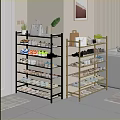 Multi Tier Black And Gold Shoe Rack With Organized Shoes Storage For Home Living Room