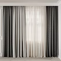 Double Layer Curtains With Dark Patterned Panels And Light Sheer Fabric For Home Window