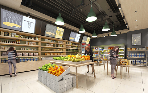 Nordic supermarket fruit supermarket store convenience store 3d model