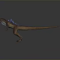 Fantasy Mythical Dinosaur With Blue Glowing Spines Brown Purple Body Open Mouth
