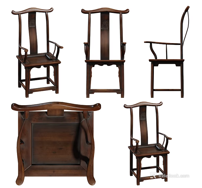 Traditional Wooden Leisure Chair With Detailed Backrest Armrest And Multi Angle 3d model 