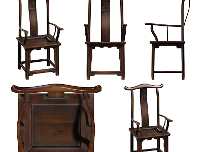 Traditional Wooden Leisure Chair With Detailed Backrest Armrest And Multi Angle 3d model