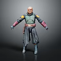 Bald Humanoid Creature In Green Armor With Yellow Shoulders Red Gloves And Gray Robe