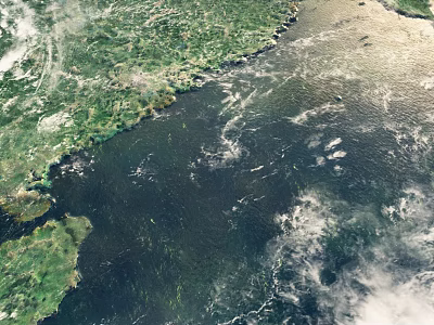 Breathtaking Earth Landscape From Space View With Green Land Deep Blue Ocean And Cloud Cover 3d model