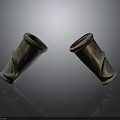 Copper Colored Weapon Handguards Featuring Textured Surface And Reflections On Gray Gradient Background