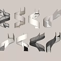 Modern Elegant Spiral Stairs Design With Black White Beige Curved Architectural Styles