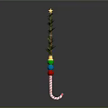 Festive Christmas Candy Cane Decoration With Star Branches And Colorful Balls
