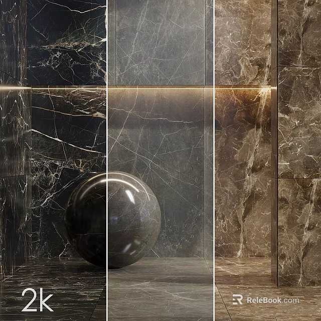 Marble Slab Components Featuring Different Color Tones Natural Veins And Polished Sphere Display Panels 3d model 